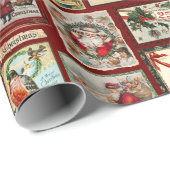 アンティークビクトリアンクリスマスカードコラージュ ラッピングペーパー (ロールコーナー)