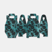 アンティークビクトリアンティール（緑がかった色）とブラックダマスク フェイバーボックス (折り畳みなし)