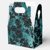 アンティークビクトリアンティール（緑がかった色）とブラックダマスク フェイバーボックス (オープン)