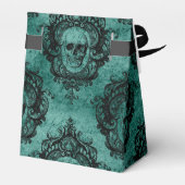 アンティークビクトリアンティール(緑がかった色)及びブラックスカルパターン フェイバーボックス (裏面サイド)