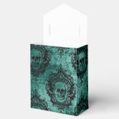 アンティークビクトリアンティール(緑がかった色)及びブラックスカルパターン フェイバーボックス (オープン)