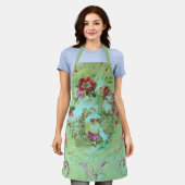 アンティークビクトリアントイルロココスタイルセージグリーン エプロン (着用した状態)