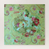 アンティークビクトリアントイルロココスタイルセージグリーン ジグソーパズル (横)