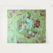 アンティークビクトリアントイルロココスタイルセージグリーン タペストリー (正面(横))