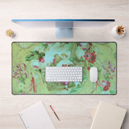 アンティークビクトリアントイルロココスタイルセージグリーン デスクマット