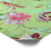 アンティークビクトリアントイルロココスタイルセージグリーン ポスター (角)