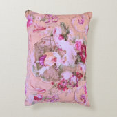 アンティークビクトリアントイルロココスタイルフローラピンク アクセントクッション (裏面(縦))
