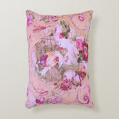 アンティークビクトリアントイルロココスタイルフローラピンク アクセントクッション (正面(垂直))