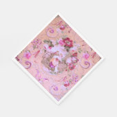 アンティークビクトリアントイルロココスタイルフローラピンク スタンダードランチョンナプキン (角)