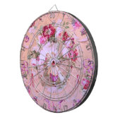アンティークビクトリアントイルロココスタイルフローラピンク ダーツボード (正面右)