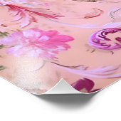 アンティークビクトリアントイルロココスタイルフローラピンク フォトプリント            (角)