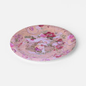 アンティークビクトリアントイルロココスタイルフローラピンク ペーパープレート (アングル)