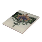 アンティークビクトリアンバイオレット縁どブーケタイルレプロ タイル (側面)