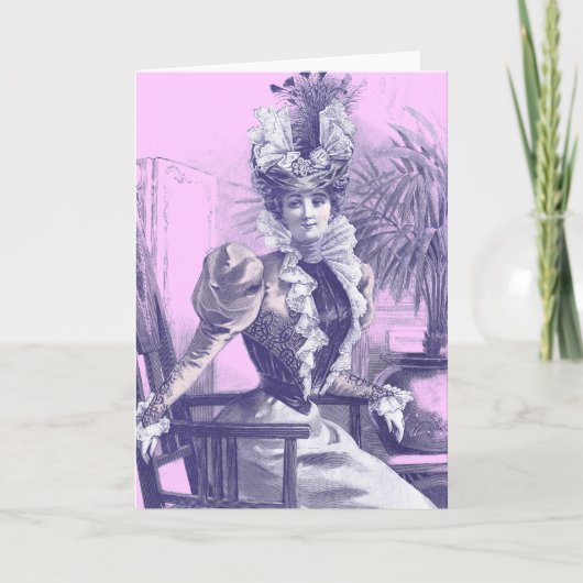 アンティークビクトリアンファッションプレートグリーティングカード カード (正面)