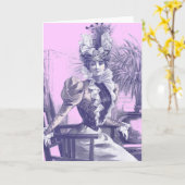 アンティークビクトリアンファッションプレートグリーティングカード カード (黄色い花)