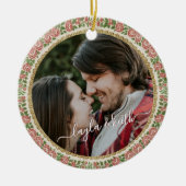 アンティークビクトリアンフローラフォト文字クリスマスツリー セラミックオーナメント (正面)