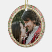 アンティークビクトリアンフローラフォト文字クリスマスツリー セラミックオーナメント (左)