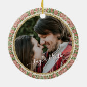 アンティークビクトリアンフローラフォト文字クリスマスツリー セラミックオーナメント (裏面)