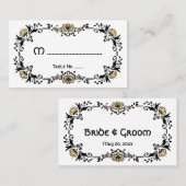 アンティークビクトリアンフローラ花結婚のテーブルNo プレイスカード (正面/裏面)