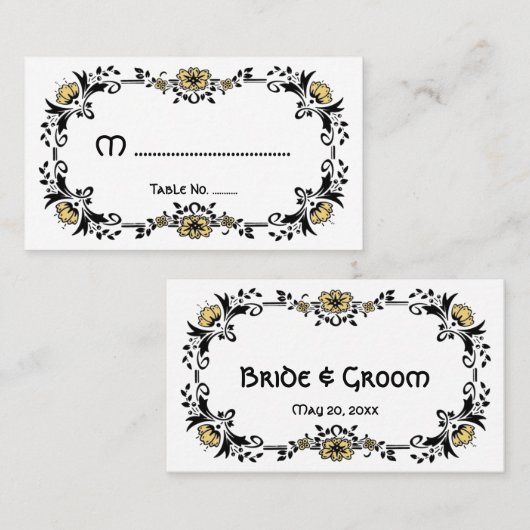 アンティークビクトリアンフローラ花結婚のテーブルNo プレイスカード (正面/裏面)