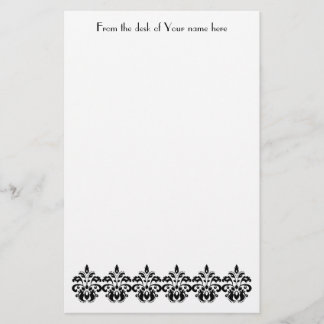 アンティークビクトリアンヴィンテージブラックダマスクパターン 便箋