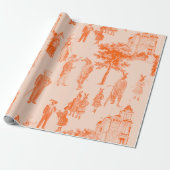 アンティークビクトリアン動物オレンジトイル ラッピングペーパー (アンロールド)