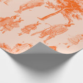 アンティークビクトリアン動物オレンジトイル ラッピングペーパー (角)