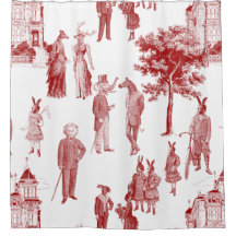 アンティークビクトリアン動物トイル擬人化レッド