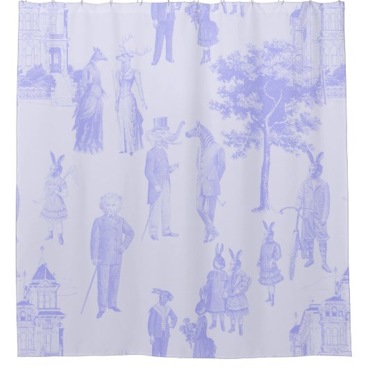 アンティークビクトリアン動物パステルパープル薄紫トイル シャワーカーテン (正面)