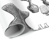 アンティークビクトリアン動物白黒 ラッピングペーパー (ロールコーナー)