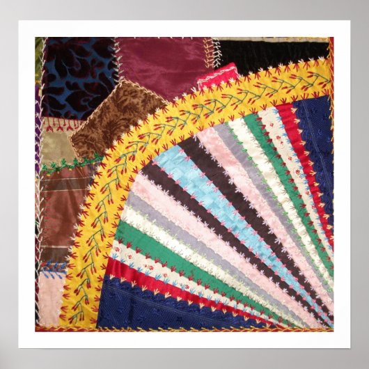 アンティークビクトリアン熱狂するキルトスクエア ポスター (正面)