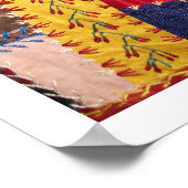 アンティークビクトリアン熱狂するキルトスクエア ポスター (角)