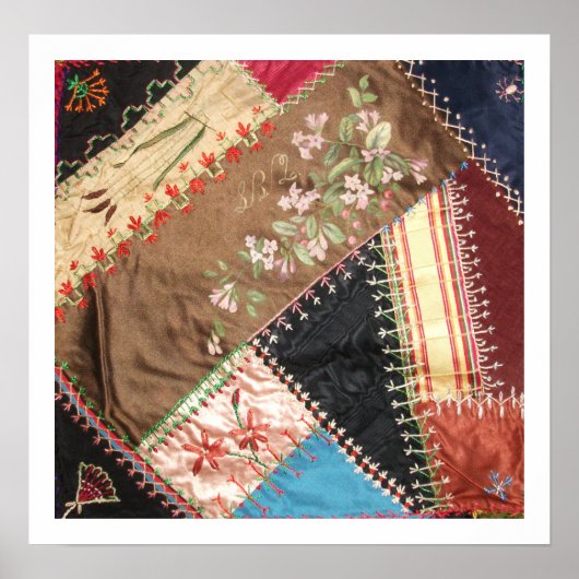 アンティークビクトリアン熱狂するキルトスクエア ポスター (正面)