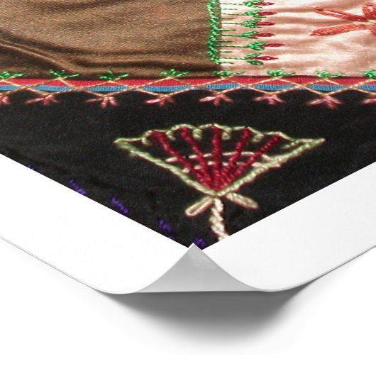 アンティークビクトリアン熱狂するキルトスクエア ポスター (角)