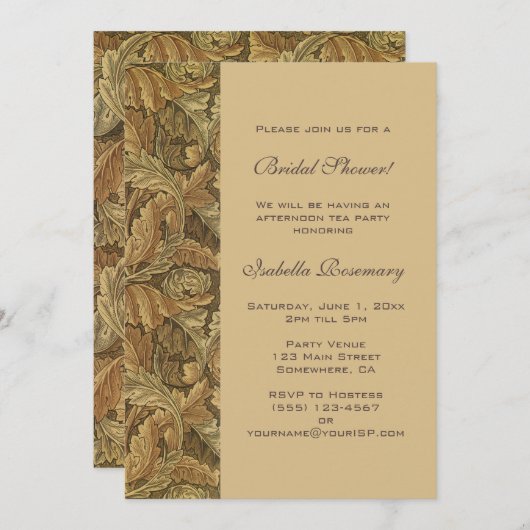 アンティークビクトリアン紅葉ブライダルシャワー 招待状 (正面/裏面)