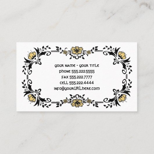 アンティークビクトリアン装飾フローラ黄色い花 名刺 (裏面)