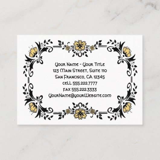アンティークビクトリアン装飾フローラ黄色い花 名刺 (裏面)