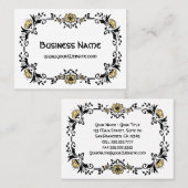 アンティークビクトリアン装飾フローラ黄色い花 名刺 (正面/裏面)