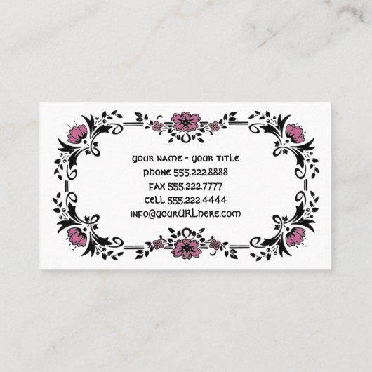 アンティークビクトリアン装飾用フローラピンク色の花 名刺 (裏面)