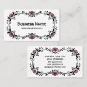 アンティークビクトリアン装飾用フローラピンク色の花 名刺 (正面/裏面)
