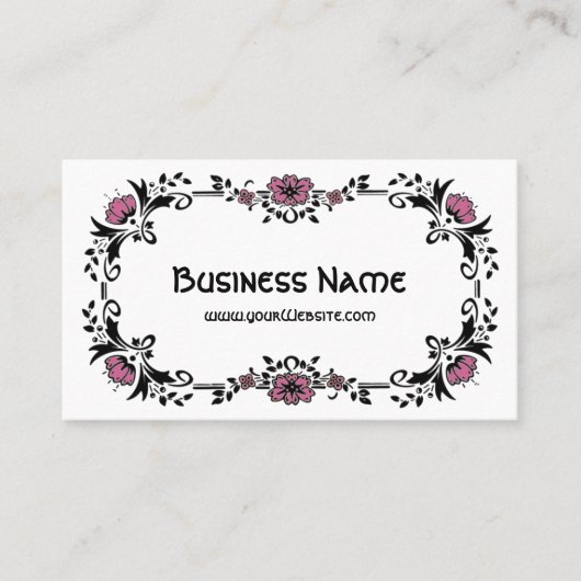 アンティークビクトリアン装飾用フローラピンク色の花 名刺 (正面)