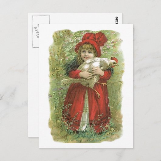 アンティークビクトリアン鶏の鶏の鶏卵の生産者 ポストカード (正面/裏面)