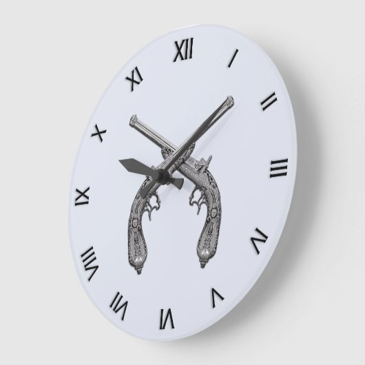 アンティークピストル(黒い数字) ラージ壁時計 (傾斜)