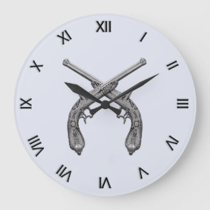 アンティークピストル（黒い数字） ラージ壁時計