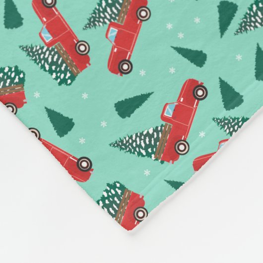 アンティークピックアップトラッククリスマスツリーパットレン フリースブランケット (角)