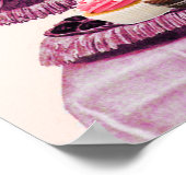 アンティークピンクのスワンとカップケーキのチャリオット ポスター (角)