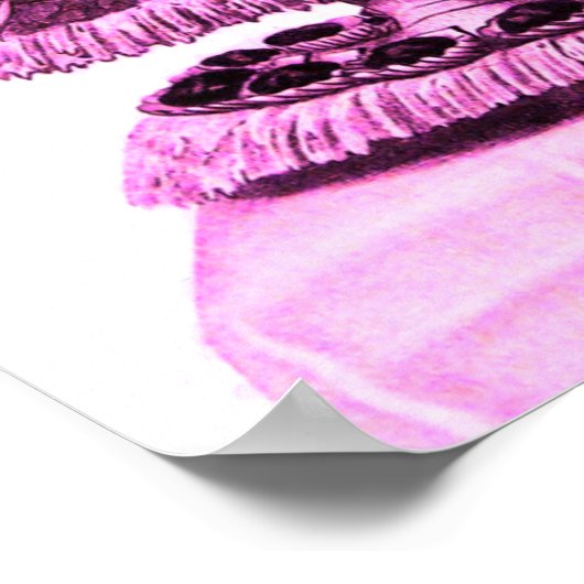 アンティークピンクのスワンとカップケーキのチャリオット ポスター (角)