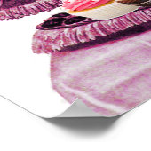 アンティークピンクのスワンとカップケーキのチャリオット ポスター (角)