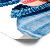 アンティークピンクのスワンとカップケーキのチャリオット ポスター (角)