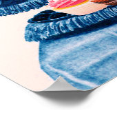 アンティークピンクの白鳥とカップケーキのチャリオット ポスター (角)